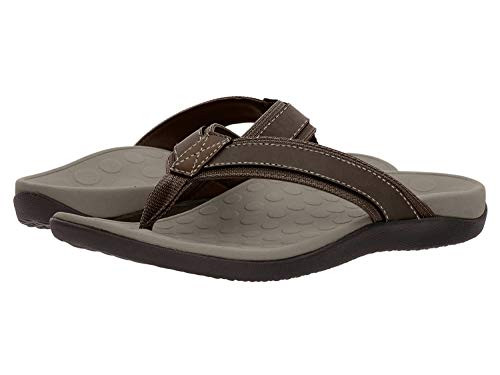 Vionic Men_s Tide Toe-Post Sandal - Flip Flop with Concealed Orthotic Arch Support Brown 9 Medium US