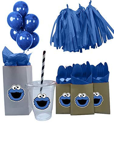 80 Piece - Cookie Monster Party Package  Cookie Monster Party Favors  Sesame Street Birthday