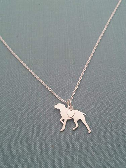German Shorthaired Pointer Dog charm Sterling Necklace Pet memorial silhouette Monogram jewelry