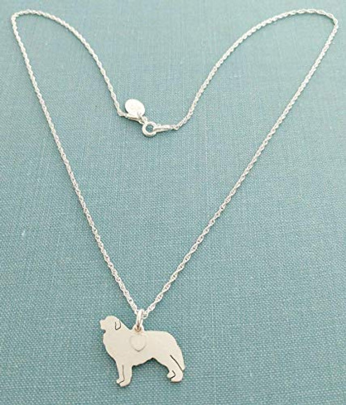 Great Pyrenees .925 Sterling Silver Dog charm Necklace Pet memorial silhouette Personalize Monogram jewelry