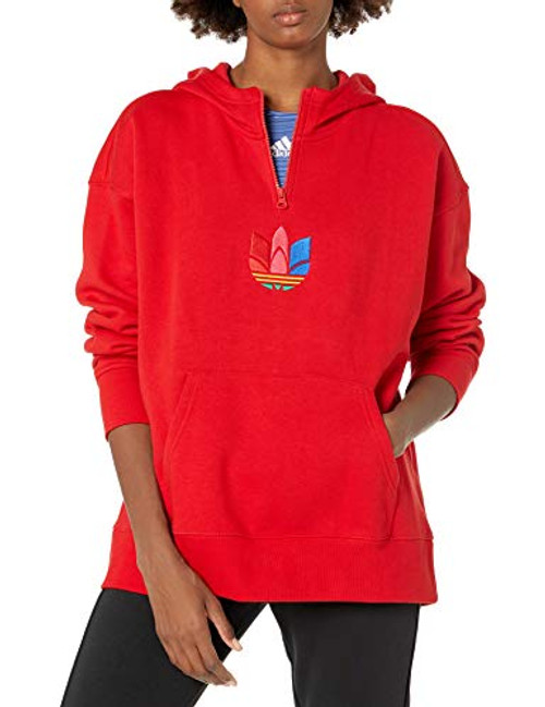 adidas Originals Women_s Adicolor 3D Trefoil Half-Zip Hoodie  Scarlet Multicolor  XS adidas Originals Women_s Adicolor 3D Trefoil Half-Zip Hoodie  Scarlet Multicolor  XS