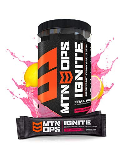 MTN OPS Ignite Trail Pack Supercharged Energy Drink Mix 20 Servings  Pink Lemonade
