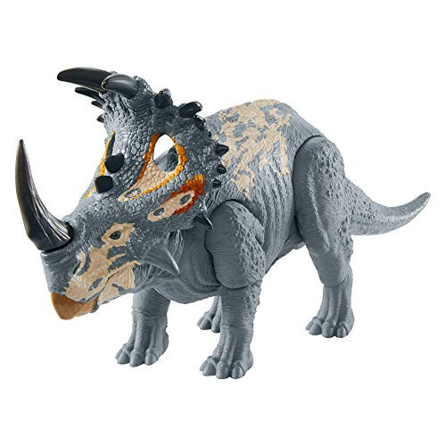 Jurassic World Camp Cretaceous Sound Strike Medium-Size Sinoceratops Dinosaur Action Figure with Strike  and  Chomping Action  Realistic Sounds  Movable Joints  Authentic Color  Ages 4 Years Old  and  Up