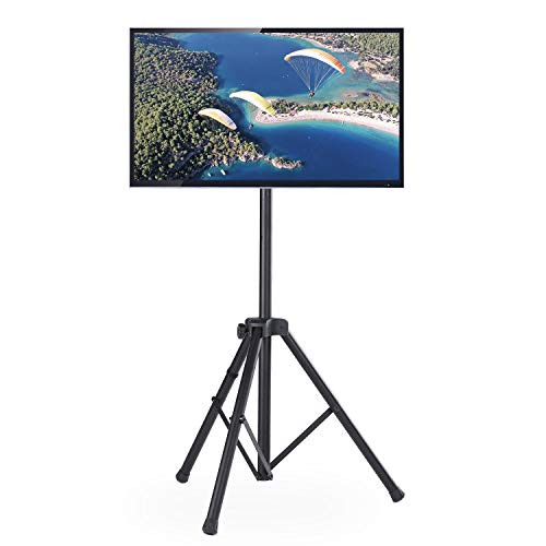TAVR Flat Screen TV Tripod Portable Floor TV Stand for 32-60 inch LCD LED Flat Curved Screens  Swivel Foldable Stand Mount and Adjustable Height  Hold up to 100 lbs Max VESA 400x400m Black