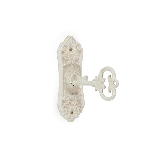 Abbott Collection Cast Iron Key & Plate Wall Hook, Antique White
