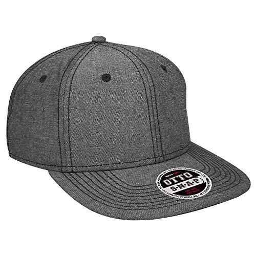 Otto Wholesale 12 x Chambray Square Flat Visor SNAP 6 Panel Pro Style Snapback Hat - Black