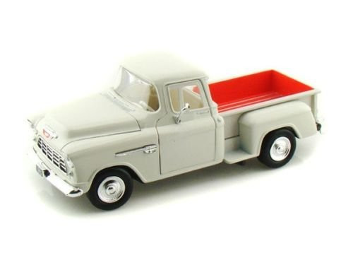 NEW 1:24 DISPLAY MOTOR MAX AMERICAN CLASSICS - WHITE 1955 CHEVROLET 5100 STEPSIDE Diecast Model Car By Motor Max