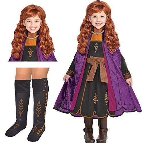 Party City Frozen 2 Anna Costume Kit for Girls  Medium  Includes Dress  Wig and Boot Covers