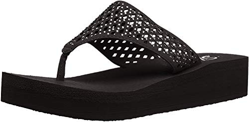 Skechers Cali Women_s Vinyasa Flow Wedge Sandal  Black Cutout  8 B-M- US