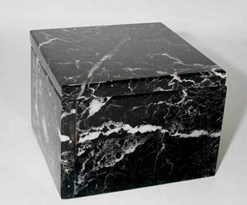 Decorative Black Marble Box  Stone Trinket Box with Lid - Square