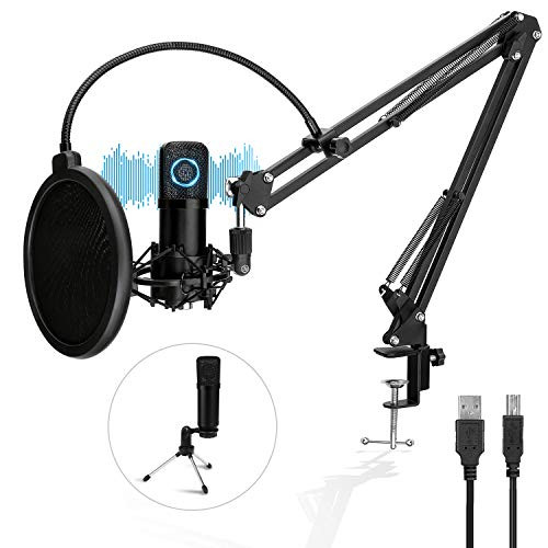 Pro Condenser Microphone  TonyKey PC Microphone with Adjustable Scissor  and  Tripod Stand  192kHz 24bit Studio Microphone Podcast Equipment Kit for Computer Gaming Recording Streaming Podcasting YouTube