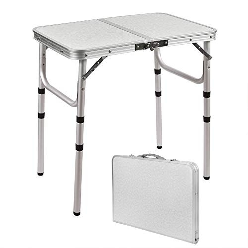 RedSwing Small Folding Table 2 Feet  Small Foldable Table Adjustable Height  Lightweight Portable Aluminum Camping Table  24x16 Inches  3 Heights 10__ 19__ 27__