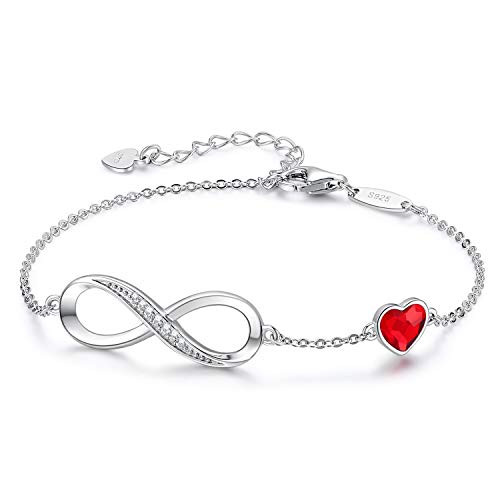 CDE Infinity Heart Symbol Charm Bracelet for Women 925 Sterling Silver Adjustable Valentine_s Day Jewelry Gift Birthday Gift for Mom Women Wife Girls Her