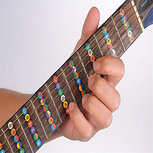 Airlove 1 PC Guitar Fretboard Notes Map Labels Frets Sticker Decals For Beginner Learn Fit 6 Strings Acoustic Guitar