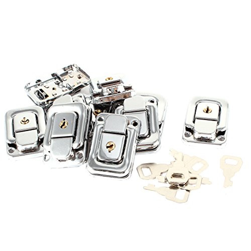 Uxcell Spring Load Boxes Chest Toggle Catch Latch with Keys, Silver Tone, 10-Piece