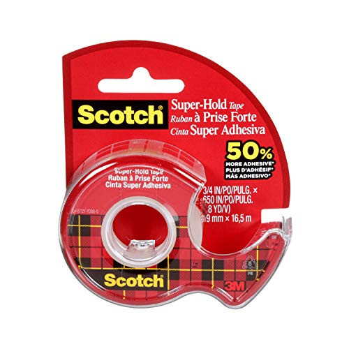 Scotch Super_Hold Tape_ Transparent Finish_ 50 Percent  More Adhesive_ Trusted Favorite_ 3 4 x 650 Inches_ Dispensered _198_