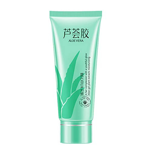 Aloe Gel Moisturizing Lotion Facial Cream DIY Hand Wash Aloe Vera Gel for Hair_ Face_ Body  and  Itchy Scalp Skin _B_60g_ Green_