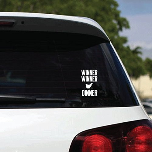 J  and  Mikgony_ LLC. PUBG Winner Winner Chicken Dinner 6 inch  x 3.7 inch  White Vinyl Decal Sticker