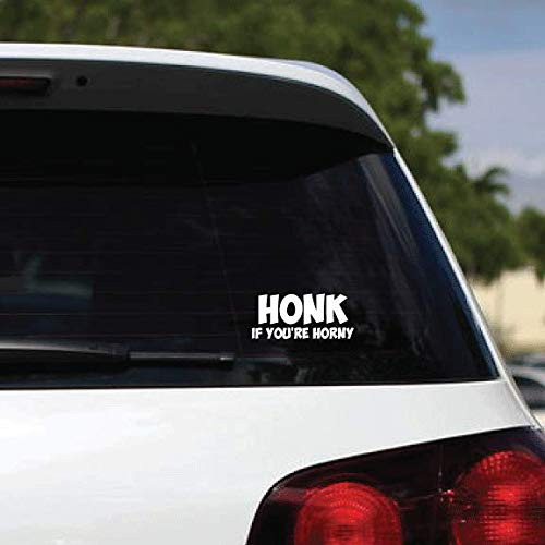 J  and  Mikgony_ LLC. Honk If You are Horny 6 inch  _ Funny Decal _ _White_ _ Cool Bumper Sticker _ Vinyl