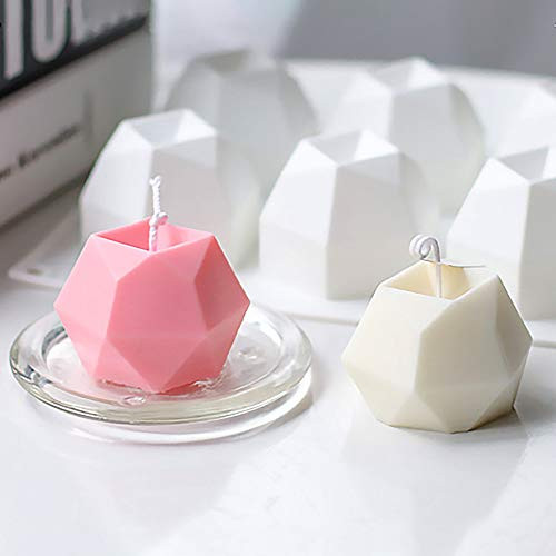 BYBYCD Silicone Molds DIY Candle Making Mold 3D Silicone Mold Soy Wax Candle Mold Handmade Soap Handcraft Ornaments Fondant Molds _Diamond Cube_