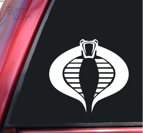 ShadowMajik G.I. Joe GI Joe Cobra Vinyl Decal Sticker _6 inch  X 5.6 inch _ White_