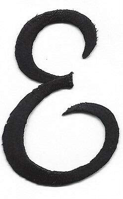 Script Letters _ Black Script Letter 'E' _ Iron On Embroidered Applique