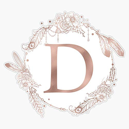 EMC Graphics Letter D Rose Gold Pink Initial Monogram Vinyl Waterproof Sticker Decal Car Laptop Wall Window Bumper Sticker 5 inch