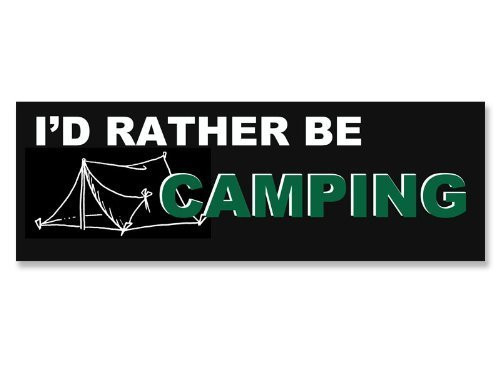 GHaynes Distributing I'd Rather be Camping Sticker Decal_Camp Tent Decal_ 3 x 9 inch