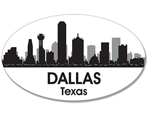 LPF USA Oval B W Skyline of Dallas Sticker _City Texas Decal_