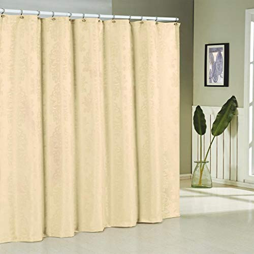 Duck River Textiles - Parson Medallion Linen Textured Mildew Resistant Fabric Shower Curtain Liner For Bathroom Waterproof | Water Repellent & Antibacterial - Assorted Colors - (70 X 72 Inch - Ivory)