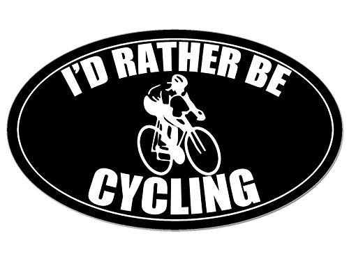 JR Studio 3x5 in Oval I'd Rather Be Cycling Sticker _ Decal id Bike Bicycle Ride Cycle tri Vinyl Decal Sticker Car Waterproof Car Decal Bumper Sticker