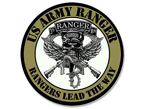 JR Studio 4x4 inch Round 3rd Battalion Rangers Lead The Way Seal Sticker _ 3D Army Veteran Vinyl Decal Sticker Car Waterproof Car Decal Bumper Sticker
