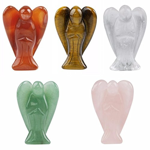 rockcloud Healing Crystal Gemstone Carved Pocket Guardian Angel Figurines 1.5 inch rockcloud Healing Crystal Gemstone Carved Pocket Guardian Angel Figurines 1.5 inch
