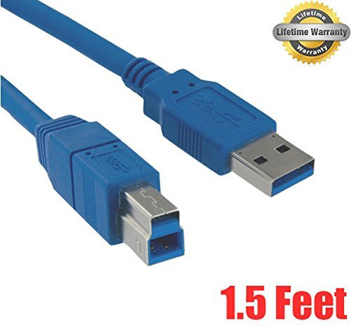 iMBAPrice 1.5 Ft USB 3.0 SuperSpeed Type A Male to B Male Printer  and  Scanner Cable _ Blue