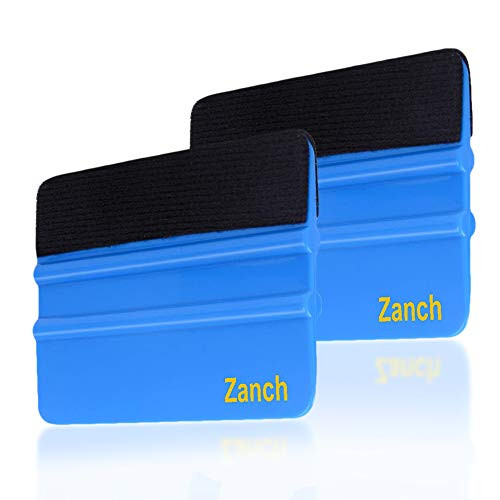 Zanch Blue Felt Squeegee Tool Vinyl Squeegee Graphic Decal Wrapping Car Film Wrap Scrape Wallpaper Installing Window Tint Craft Scraper with Black Fabric Felt Edge 2Pcs 