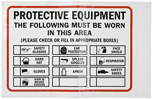 SmartSign inch Protective Equipment _ The Following Must Be Worn In This Area inch Label _ 7 inch x 10 inch Laminated Vinyl SmartSign inch Protective Equipment _ The Following Must Be Worn In This Area inch Label _ 7 inch x 10 inch Laminated Vinyl