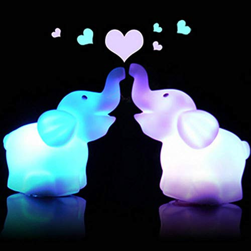 Potato001 Cute Elephant Shaped LED 7 Color Changing Lamp Night Bedroom Home Decor Gift _ White