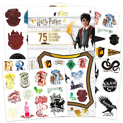 Wizarding World Harry Potter Tattoos for Kids Party Favors Bundle ~ 75 Ct Harry Potter Temporary Tattoos for Adults Teens _Harry Potter Costume Accessories_