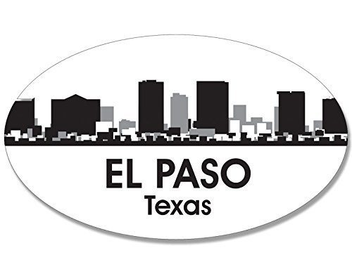 LPF USA Magnet Oval B W Skyline of EL PASO Magnetic Sticker _City Texas Decal_