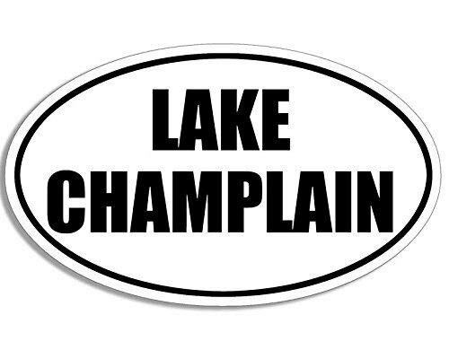 MAGNET 3x5 inch B W OVAL Champlain Lake Sticker _vt vermont quebec canada monster_ Magnetic vinyl bumper sticker sticks to any metal fridge_ car_ signs