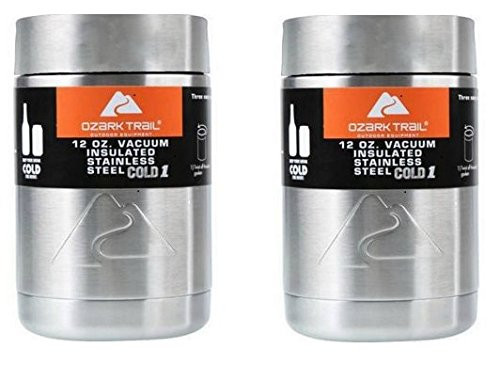 Ozark Trail 12 Ounce Double Wall Can Cooler Cup, Silver Top - 2 Pack