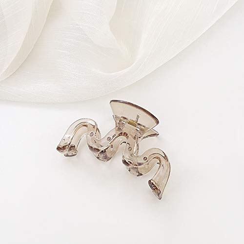 Korean Hair Grab Acrylic Hair Claws Wave Hair Clips Headwear Transparent Large Size Grab Clips Women Hair Accessories Ponytail Holder_K_