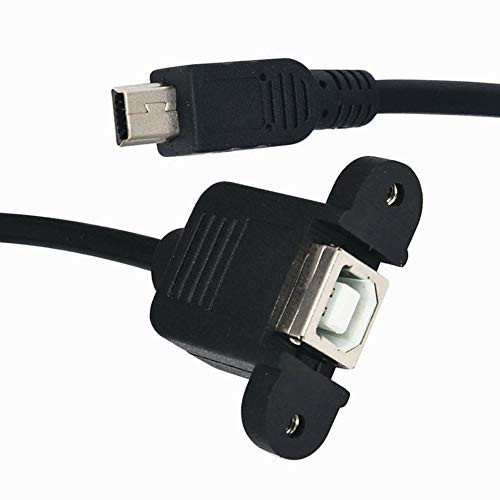 hudiemm0B USB Cable_ USB Type B USB_B Female with Panel Mount to Mini USB Plug Male Adapter Cable