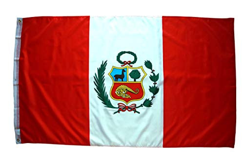 High Supply 3x5 Peru Flag with Double Stitched Edges_ 100 Percent  Polyester Fabric_ and Two Brass Grommets_ Peruvian Flag 3x5_ 3x5 Foot Flag of Peru