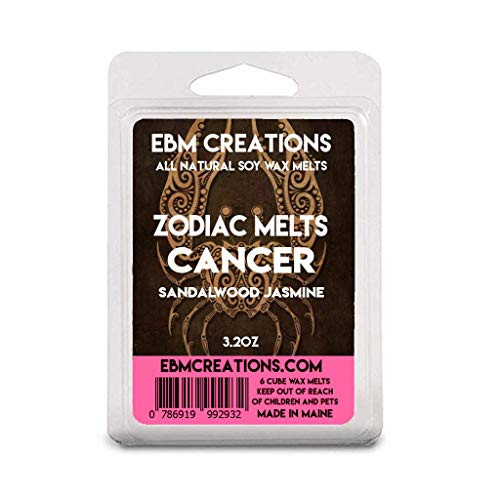 Zodiac Melts _ Cancer _ Sandalwood Jasmine _ Scented All Natural Soy Wax Melts _ 6 Cube Clamshell 3.2oz Highly Scented! Zodiac Melts _ Cancer _ Sandalwood Jasmine _ Scented All Natural Soy Wax Melts _ 6 Cube Clamshell 3.2oz Highly Scented!