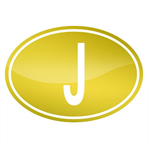 RDW Metallic Japan Oval Sticker Die Cut Country Code J _ Gold