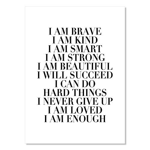 I Am Brave I Am Kind I Am Smart I Am Strong I Am Beautiful I Will Succeed I Can Do Hard Things I Never Give Up I Am Loved I Am Enough Print_ Unframed I Am Brave I Am Kind I Am Smart I Am Strong I Am Beautiful I Will Succeed I Can Do Hard Things I Never Give Up I Am Loved I Am Enough Print_ Unframed