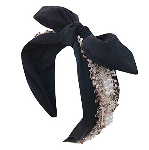 Sayhi Women's Big Bow Beaded Hairband Broadside Comfortable Hair Head Hoop Headband Girls Hair Accessories _Multicolor_B_free size_