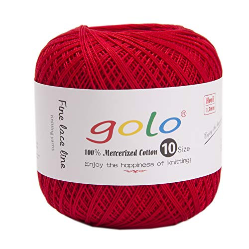 golo Crochet Thread Size 10 red croceht Yarn for Blankets