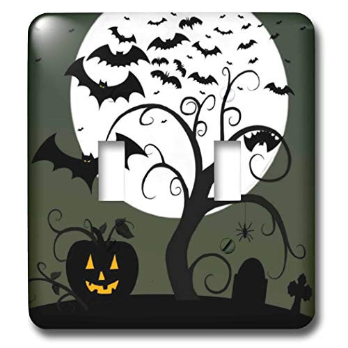 3dRose lsp_28916_2 Toon Spooky Tree Jack O Lanterns And Bats With Moon Toggle Switch_ Multi_Color